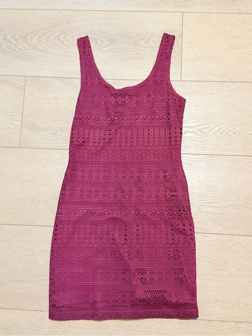 Garage Fuchsia Crochet Tank Dress